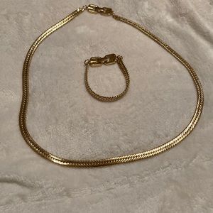 Vintage 1980s Givenchy Jewelry Set: Yellow Gold-tone Necklace and Bracelet